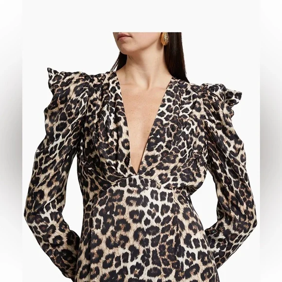 Farm Rio Leopard Print Long Sleeve Dress - Picture 4 of 8